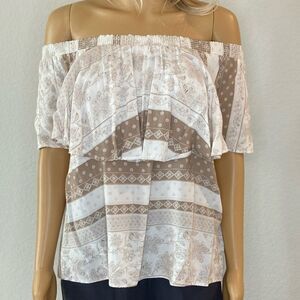 Show Me Your Mumu Off Shoulder Bungalow Top Boho Festival Blouse Peasant Ruffle